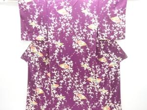 扇に花古典柄小紋着物